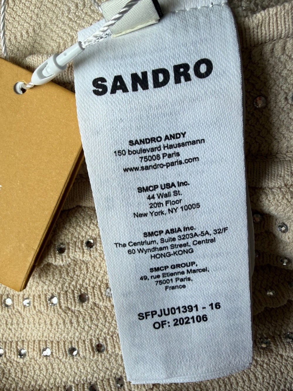 Sandro Rhinestone Embellished Knit Maxi Skirt Beige NWT Size 40 - Picture 6 of 12
